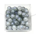 Blue 10mm ice crackle glass beads packed in a transparent square box for DIY jewelry crafts - Blue Gray