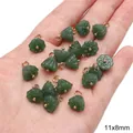 Small green glass imitation jade lotus seed pod charms for DIY jewelry crafting 11x8mm - Lotus Pod (11x8mm) / 5 Pieces/Pack / Green