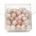 10mm pale pink glass crackle beads with iridescent shimmer stored in a clear square box - Color 32