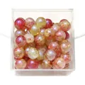 10mm crackle glass round beads in red and amber colors for DIY jewelry making - Color 33