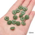 12mm green glass imitation jade Ping'an Kou beads for DIY jewelry making accessories - Peace Buckle (12mm) / 5 Pieces/Pack / Green
