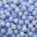 Cluster of 8mm blue and white marbled glass beads for DIY jewelry making and craft projects - 8mm Hole Approx 1mm 30 Pcs/Pack / Aqua