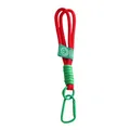 Portachiavi in nylon intrecciato rosso e verde con etichetta smiley e moschettone - 1 Pezzo/Confezione / rosso Natale