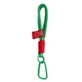 Portachiavi in nylon intrecciato verde e rosso con etichetta Happy Smile e un moschettone - 1 Pezzo/Confezione / Verde di Natale