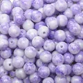 8mm marbled purple and white glass round beads for DIY handmade jewelry crafting - 8mm Hole Approx 1mm 30 Pcs/Pack / Violet