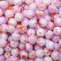 8mm round marbled glass beads for jewelry making with purple and orange speckled pattern - 8mm Hole Approx 1mm 30 Pcs/Pack / Purple