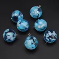 Heldere blauwe lucht harsbolkralen met witte wolken en vliegende vogel silhouet detail - Ronde Kraal Stijl-Heldere Lucht Vogels (BSB112) / 1 Stuk (20mm) / Hemelsblauw