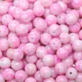 Close-up of 8mm pink and white marbled glass round beads for DIY jewelry crafts - 8mm Hole Approx 1mm 30 Pcs/Pack / Pink