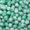 8mm green and white marbled glass beads for DIY jewelry making and handmade accessories - 8mm Hole Approx 1mm 30 Pcs/Pack / Green