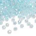 Lichtblauwe iriserende gefacetteerde bicone kristallen kralen voor DIY sieraden maken - Aquablauw