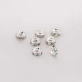 Silver-plated rondelle spacer beads with colorful AB crystals for DIY jewelry making - Diamond Ring / Diameter 6mm (20 Pieces/Pack) / Silver (White AB Rhinestone)
