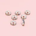 High quality silver plated rondelle spacer beads with iridescent rainbow rhinestones - Diamond Ring / Diameter 8mm (20 Pieces/Pack) / Silver (White AB Rhinestone)