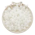 White AB coated acrylic bubble beads for DIY jewelry making in a decorative bow tray - 8mm / 50 Pieces / White