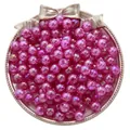 Sparkling pink AB coated acrylic bubble beads on a gold tray for DIY jewelry making - 8mm / 50 Pieces / Rose Red