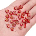 Red Millefiori heart-shaped glass beads for DIY bracelet and necklace jewelry making - 10 Pieces/Pack / Red