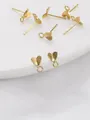 Gold alloy heart-shaped earring studs with hanging loops for DIY jewelry making - Small Heart (Butterfly) / 1 Pair (6x9mm) / Gold