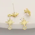 Professional gold star-shaped alloy earring studs with loop for handmade DIY jewelry - Eight-Pointed Star / 1 Pair (9x12mm) / Gold