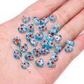 Handmade blue millefiori glass beads in heart shape for DIY jewelry making crafts - 10 Pieces/Pack / Light Blue