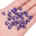 Handcrafted deep blue heart-shaped Millefiori glass beads for DIY jewelry accessories - Sapphire Blue