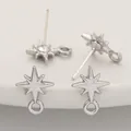Silver eight-point star earring studs with hanging loop for DIY jewelry making findings - Eight-Pointed Star / 1 Pair (9x12mm) / Silver