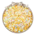 Premium mixed yellow iridescent sequins in star and flower shapes for DIY jewelry making - Style 08 Yellow