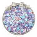Vibrant mixed colorful iridescent sequins in star smile and flower shapes for DIY jewelry crafts - Style 09 Purple