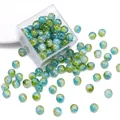 High-quality 10mm blue and green crackle glass beads for DIY vintage jewelry making - Color 52