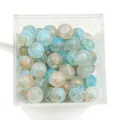 Premium 10mm light blue marbled cracked glass beads for handmade DIY jewelry making projects - Color 53