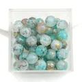 10mm teal marbled glass crackle beads for DIY jewelry making stored in a clear box - Color 54