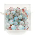 10mm round glass beads with colorful speckled ice-crack patterns for DIY jewelry making. - Color 55