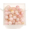 10mm pink and white glass crackle beads with gold foil for DIY jewelry making crafts - Color 56