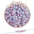 Perles en verre 8mm avec dégradé de couleur rose et bleu pour la création de bijoux DIY - 50 Pièces/Paquet (8mm/Trou env. 1.5mm) / Bicolore Rose Bleu (#52)
