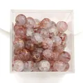 10mm reddish-pink ice-crackle glass beads in a square clear box for DIY handmade jewelry - Color 57