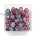 Colorful 10mm crackle glass beads with marbled ink effect for DIY jewelry making. - Color 59