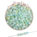 Perles en verre dégradé bleu et vert de 8mm avec poussière d'or pour la création de bijoux DIY - 50 Pièces/Paquet (8mm/Trou env. 1.5mm) / Bicolore Bleu Vert avec Paillettes d'Or (#58)