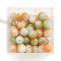 Premium 10mm marbled glass beads with vintage burst flower effect for DIY jewelry - Color No. 62