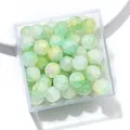 10mm green and yellow watercolor crackle glass beads for DIY jewelry making in box - Color No. 69
