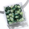Premium 10mm green marble cracked glass beads for DIY jewelry making accessories - Color No. 71 (ai-Green-Black Smudge)