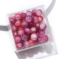 10mm purple and red crackle glass beads for DIY jewelry making in a clear square box - Color No. 76 (ai-Purple-Red Gradient Smudge)