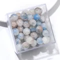 10mm blue and brown marbling glass crackle beads in a square box for DIY jewelry - Color No. 77 (ai-Blue-White-Brown Smudge)