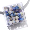 10mm watercolor ice-crackle glass beads for DIY jewelry making in clear storage box - Color No. 78 (ai-Blue-Purple Smudge)