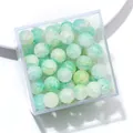 10mm green and white ombre glass crackle round beads for DIY handmade jewelry craft - Color No. 79 (ai-Green-White Smudge)