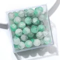 10mm green and white glass crackle beads for handmade DIY jewelry making in a clear box - Color No. 80 (ai-Green-White Smudge)
