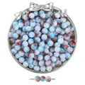 Perles rondes en verre lavis d'encre bleu et rouge de 8mm pour création de bijoux - 50 Pièces (8mm/Trou Env. 1.5mm) / Bleu Marine et Rouge