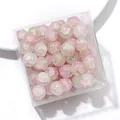 Handmade 10mm pink and green marbled cracked glass beads in a clear box for DIY jewelry - Color No. 83