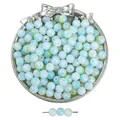 Perles en verre translucide bleu-vert avec poussière d'or pour la bijouterie DIY 8mm - 50 Pièces (8mm/Trou Env. 1.5mm) / Jaune Bleu
