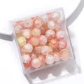 10mm pink and white gradient crackle glass beads in a clear box for DIY jewelry - Color No. 84