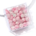 10mm pink and white marbled glass beads with cracked texture for jewelry DIY making - Color No. 87