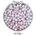 Perles en verre 8mm avec dégradé blanc rose pour création bijoux artisanat - 50 Pièces (8mm/Trou Env. 1.5mm) / Rose