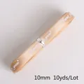 Champagne 10mm wide satin ribbon with 'Just for You' print for luxury gift wrapping - Width 10mm 10 Yards / Apricot